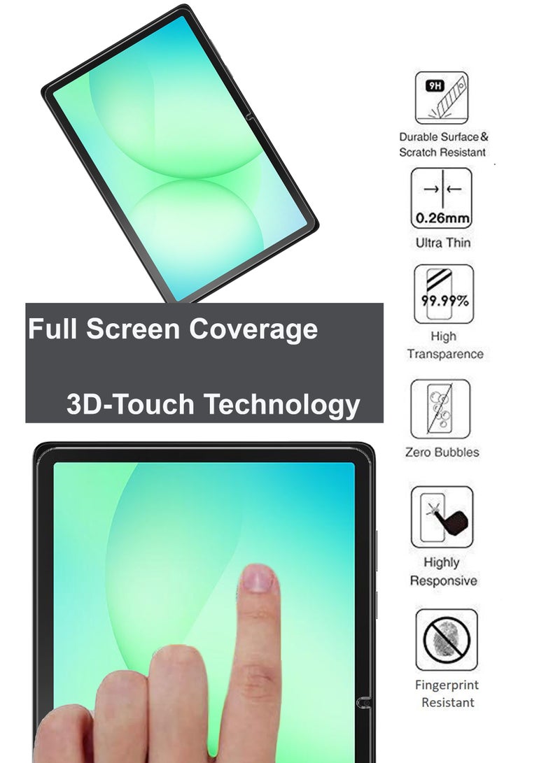 For Samsung Galaxy Tab A11 Plus - 11 inches - Combo Pack Tempered Glass Screen Protector - Premium HD Delicate Touch , Higher Transparency , Easy to Install ,Anti-scratch and Bubble-free Screen Protector - Clear - Image 4